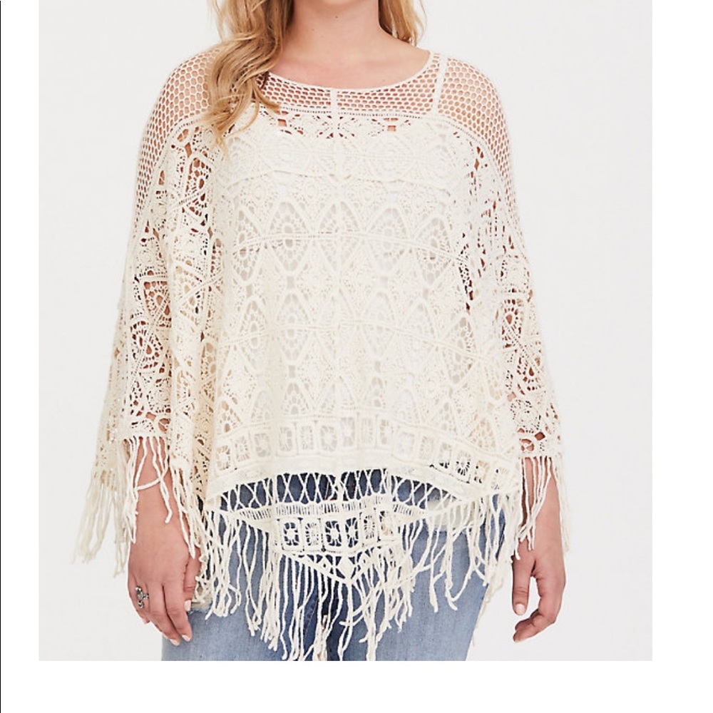 Torrid ivory crochet poncho soft - Picture 5 of 5